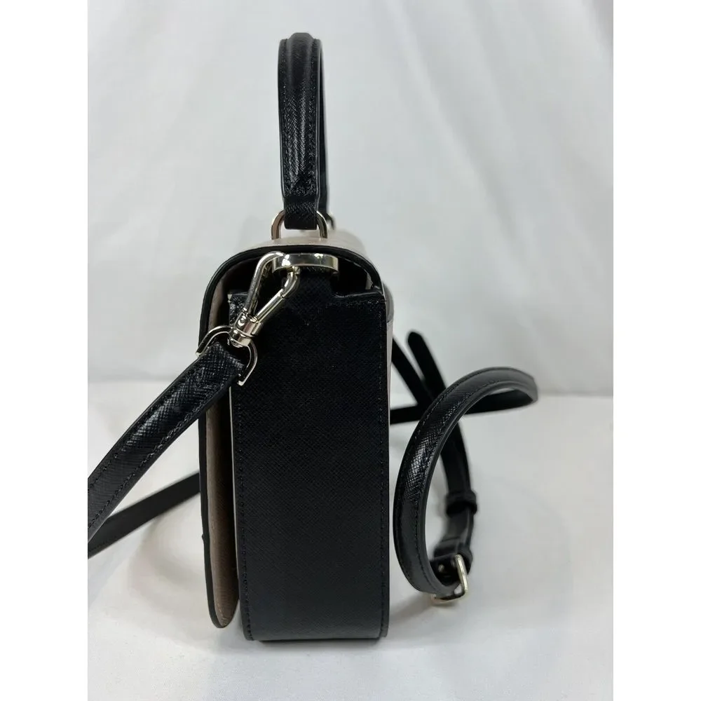 Kate Spade New York STACI SQUARE CROSSBODY EUC Warm‎ Beige Black Ivory